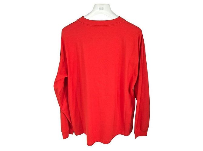 Balenciaga Herren Baumwoll-T-Shirt Langarm Rot Authentisch - Ansicht 5