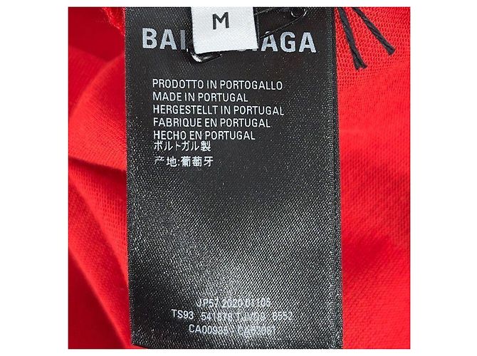 Balenciaga Herren Baumwoll-T-Shirt Langarm Rot Authentisch - Ansicht 7