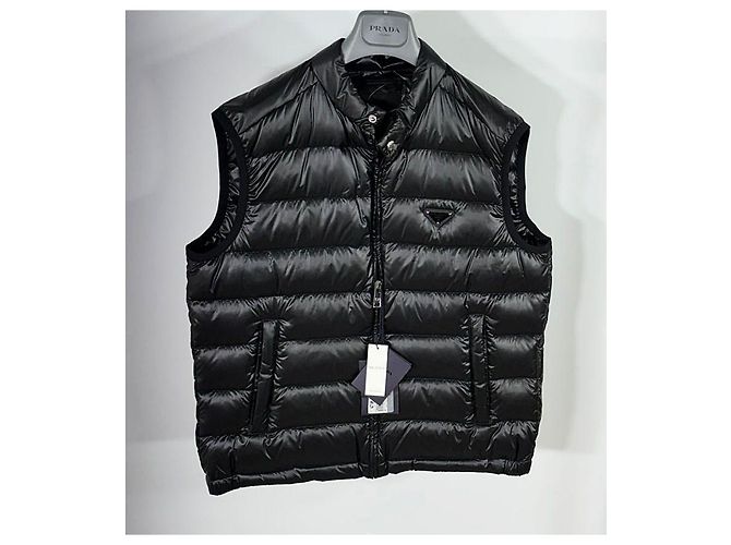 Prada Men's Triangle Logo Goose Down Padding Vest Authentic Black - view 3