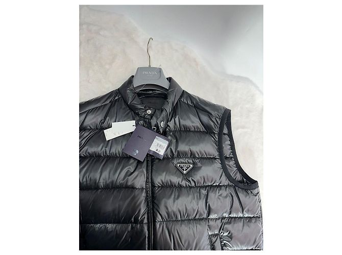 Prada Men's Triangle Logo Goose Down Padding Vest Authentic Black - view 6