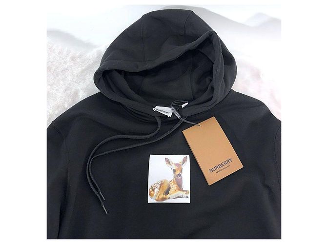 Burberry T-shirt con cappuccio in cotone da uomo Nero - vista 4