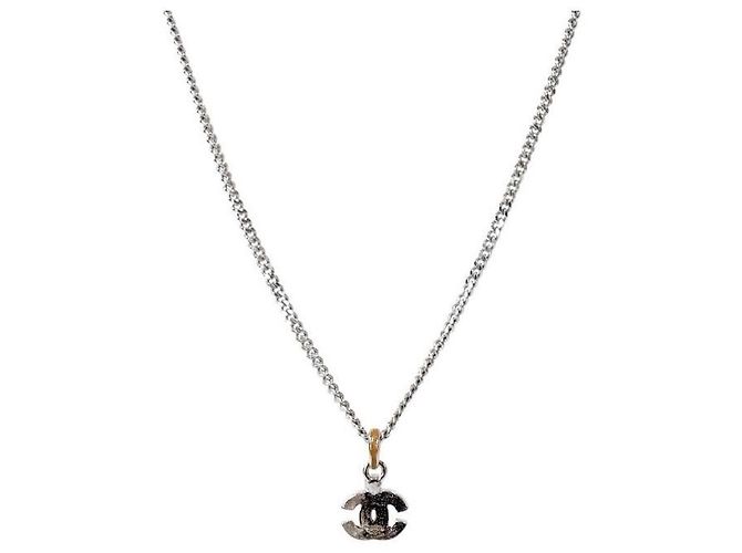 Chanel Collar CC Plata Beige Castaño - vista 2