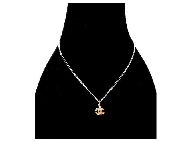 Chanel Collar CC Plata Beige Castaño - vista 5