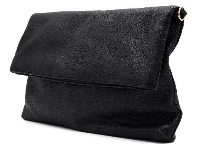 Tory Burch Borsa a tracolla e crossbody Amanda Logo Tassel Fold Over in pelle nera Nero - vista 2