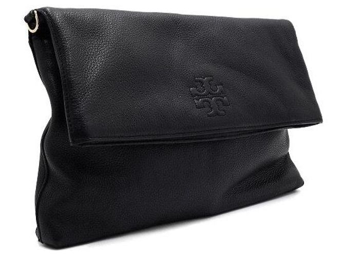 Tory Burch Borsa a tracolla e crossbody Amanda Logo Tassel Fold Over in pelle nera Nero - vista 3