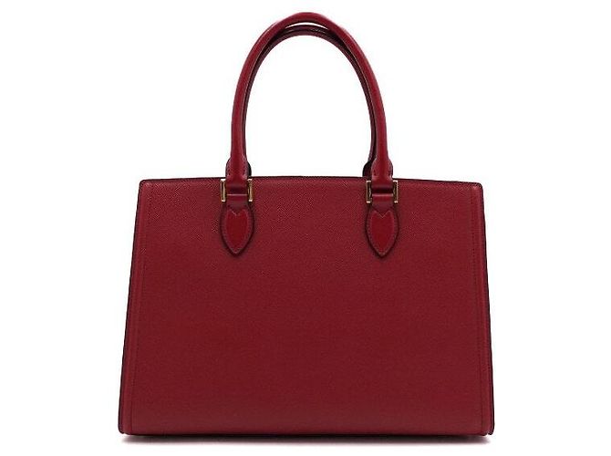 Prada Borsa Tote in Saffiano con Logo Dorato Rosso - vista 4