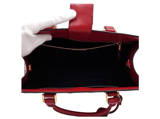 Prada Borsa Tote in Saffiano con Logo Dorato Rosso - vista 5