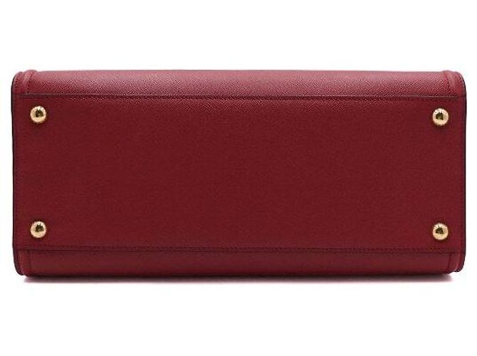 Prada Borsa Tote in Saffiano con Logo Dorato Rosso - vista 6