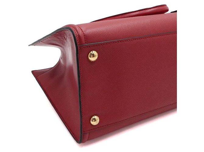Prada Borsa Tote in Saffiano con Logo Dorato Rosso - vista 7