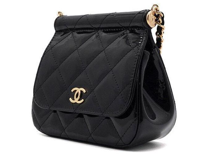 Chanel Mini Borsa a Spalla con Patta e Catena in Vernice Nero - vista 2