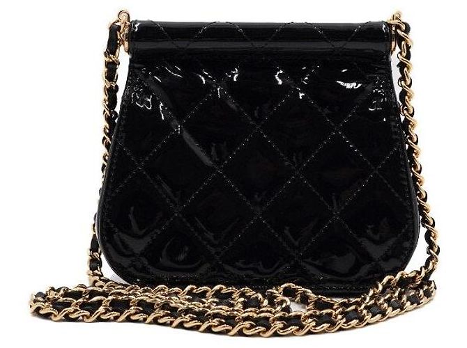 Chanel Mini Borsa a Spalla con Patta e Catena in Vernice Nero - vista 4