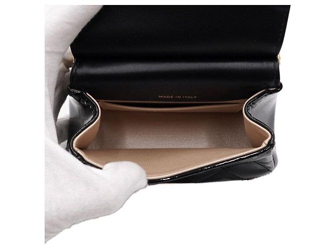 Chanel Mini Borsa a Spalla con Patta e Catena in Vernice Nero - vista 5