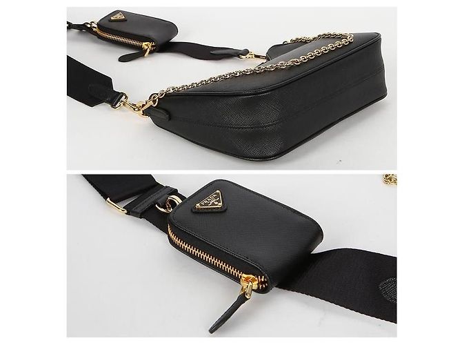 Prada Saffiano Schultertasche Schwarz - Ansicht 4