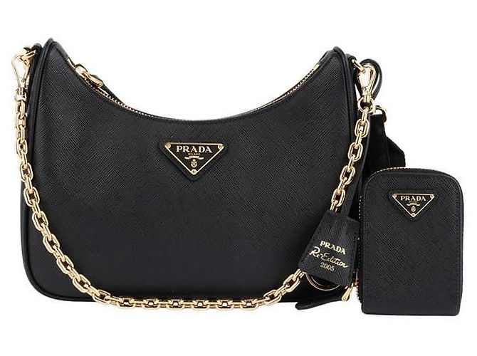 Prada Saffiano Schultertasche Schwarz - Ansicht 8