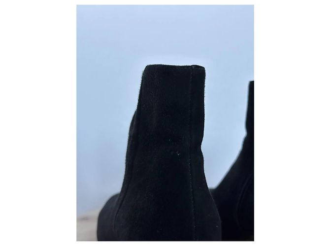 Prada Black Suede Studded Heel Ankle Boots - view 7