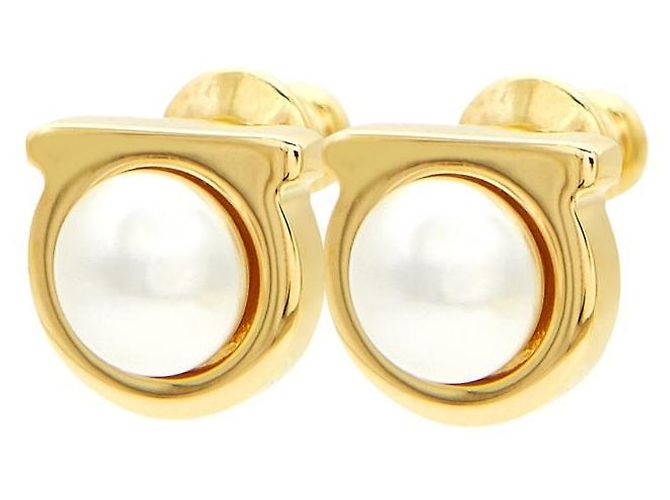 Salvatore Ferragamo Orecchini Gancini Pearl da donna D'oro - vista 2
