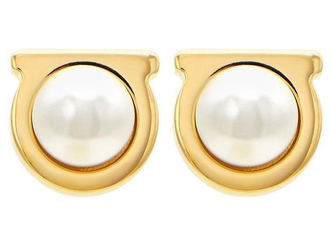 Salvatore Ferragamo Orecchini Gancini Pearl da donna D'oro - vista 3