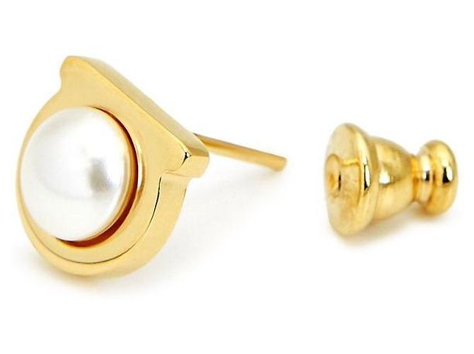 Salvatore Ferragamo Orecchini Gancini Pearl da donna D'oro - vista 7