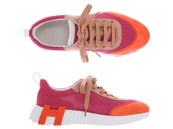 Hermès Sneakers da donna Bouncing Velvet Pink Orange Rosso - vista 3
