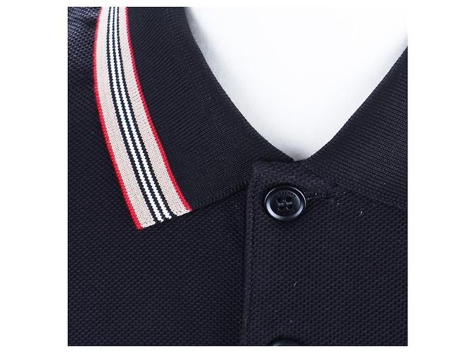Burberry  Polo de piqué de algodón con cuello a rayas stamp: Negro - vista 4