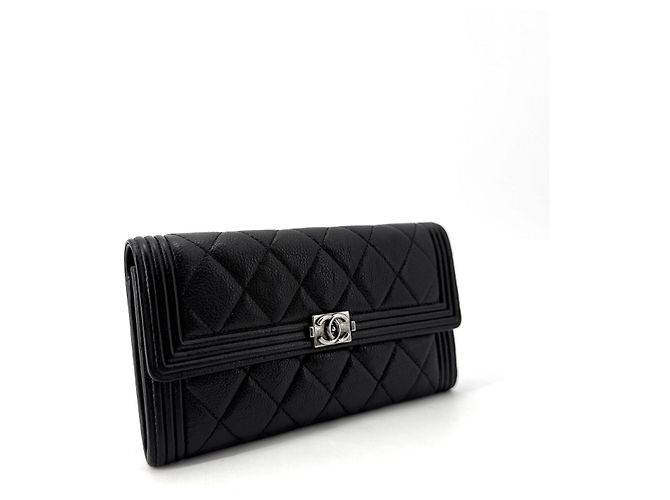 Chanel Portafoglio a patta Boy in vitello argento Nero - vista 2