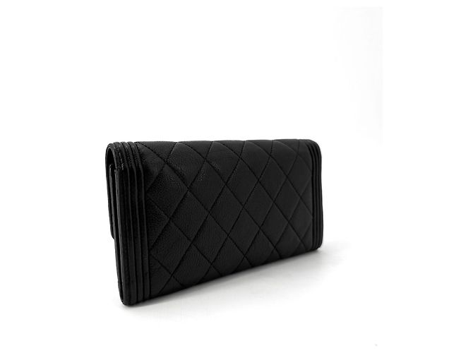 Chanel Portafoglio a patta Boy in vitello argento Nero - vista 3