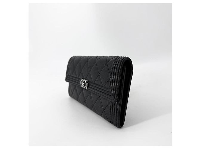 Chanel Portafoglio a patta Boy in vitello argento Nero - vista 4