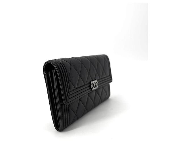 Chanel Portafoglio a patta Boy in vitello argento Nero - vista 5
