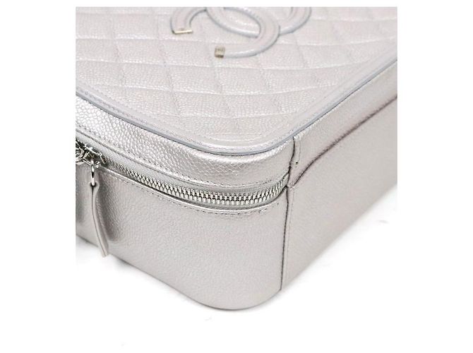 Chanel Borsa Vanity Tote in filigrana Caviar argento - vista 5