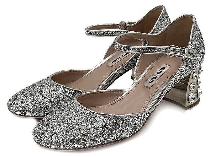 Miu Miu Décolleté glitterate Argento - vista 2