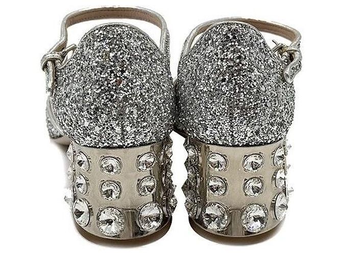 Miu Miu Décolleté glitterate Argento - vista 4