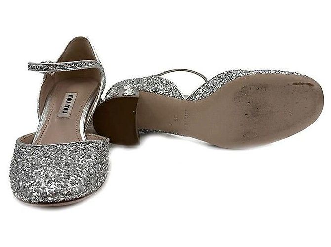 Miu Miu Décolleté glitterate Argento - vista 5
