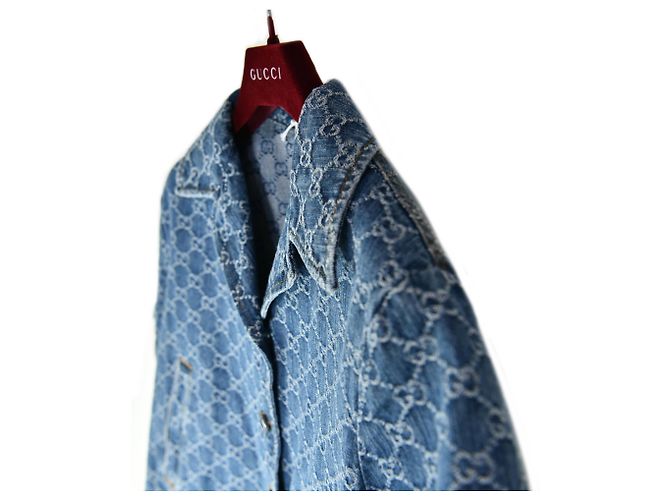 Gucci Top in jacquard Camicia in denim a maniche corte - vista 2