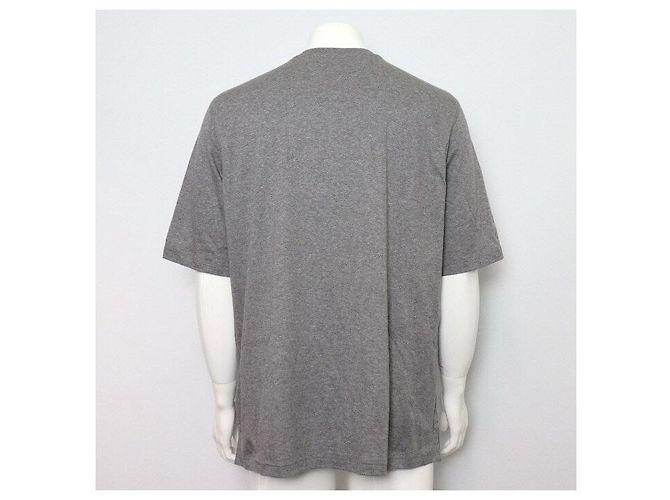 Hermès T-shirt a maniche corte da uomo in cotone grigio con patch in pelle Marrone - vista 4