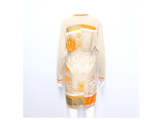 Hermès Vestaglia-cardigan lunga da donna Ex-Libris Twilly in misto cashmere e seta Marrone - vista 4
