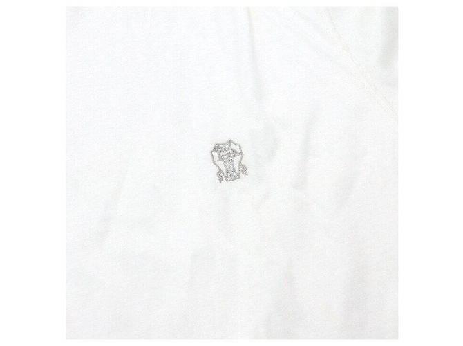Brunello Cucinelli Besticktes Baumwoll-T-Shirt für Herren, Rundhals, einfarbig Weiß - Ansicht 6
