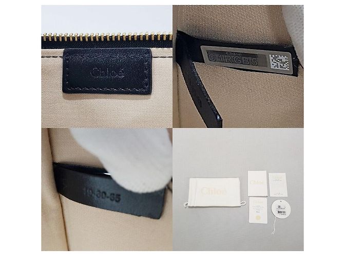 Pochette Chloé Logo in Pelle Nera Nero - vista 10