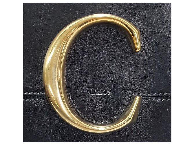 Pochette Chloé Logo in Pelle Nera Nero - vista 3