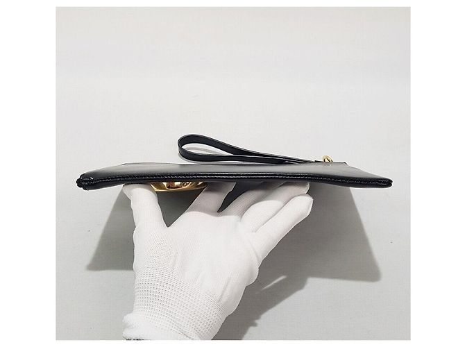 Pochette Chloé Logo in Pelle Nera Nero - vista 7