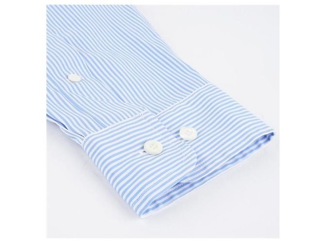 Miu Miu Camisa de popeline com micro-riscas Branco - vista 12