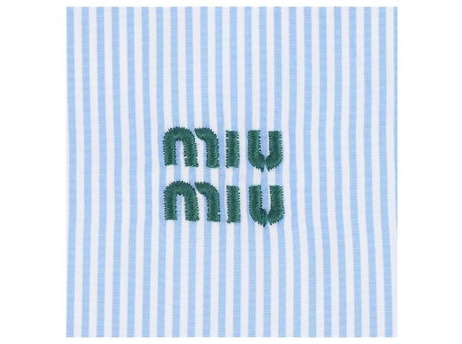 Miu Miu Camisa de popeline com micro-riscas Branco - vista 4
