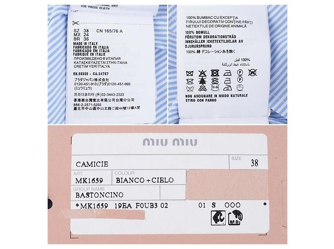 Miu Miu Camisa de popeline com micro-riscas Branco - vista 6