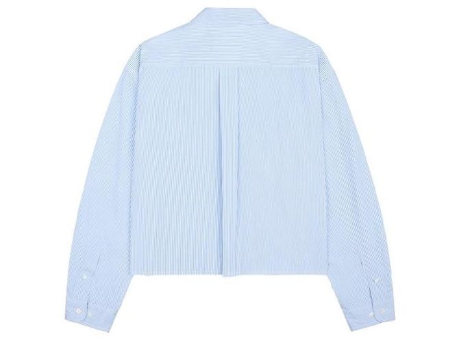 Miu Miu Camisa de popeline com micro-riscas Branco - vista 9