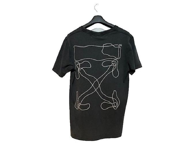Off White Besticktes Kurzarm-Top für Damen Schwarz - Ansicht 2