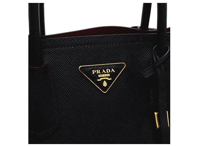 Prada Gold Logo Saffiano Double Medium Tote Bag und Schultertasche - Ansicht 10