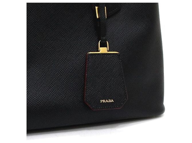Prada Gold Logo Saffiano Double Medium Tote Bag und Schultertasche - Ansicht 11