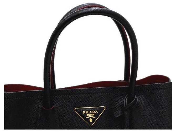 Prada Gold Logo Saffiano Double Medium Tote Bag und Schultertasche - Ansicht 12