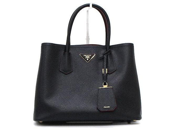 Prada Gold Logo Saffiano Double Medium Tote Bag und Schultertasche - Ansicht 2