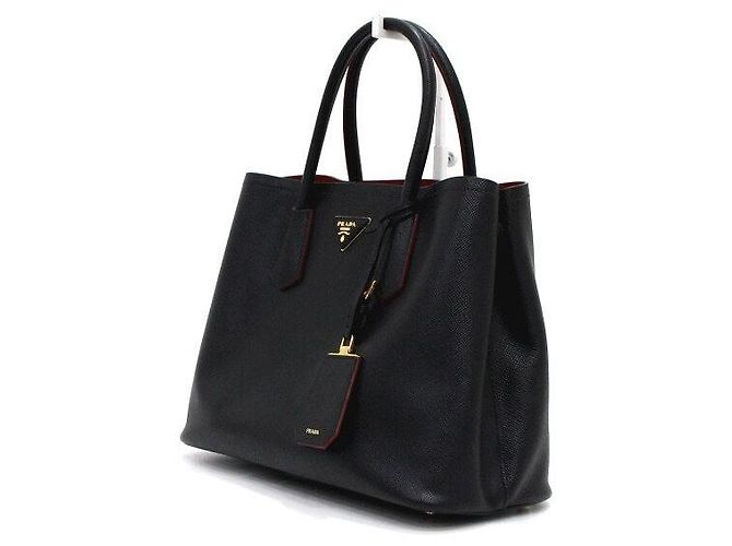 Prada Gold Logo Saffiano Double Medium Tote Bag und Schultertasche - Ansicht 3