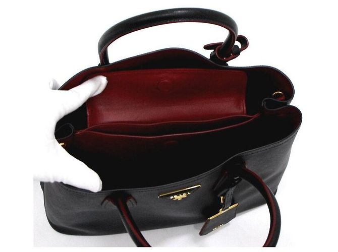Prada Gold Logo Saffiano Double Medium Tote Bag und Schultertasche - Ansicht 6